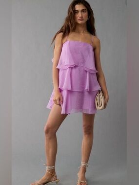 American Eagle - Strapless Ruffle Tiered Mini Dress